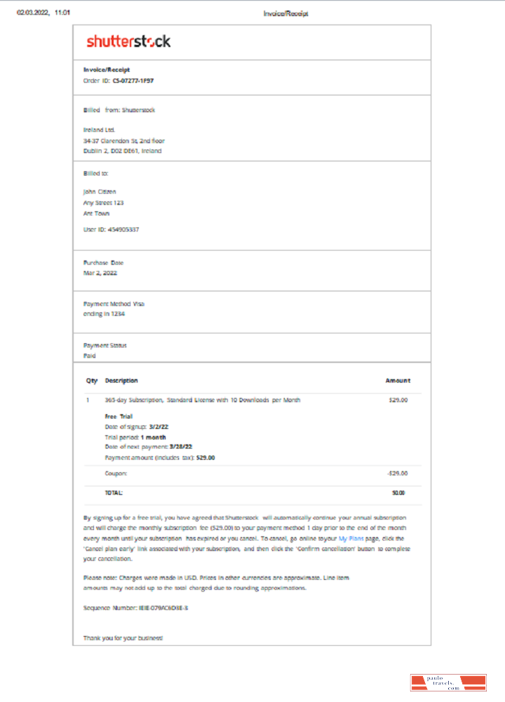 Ireland Shutterstock invoice PSD template